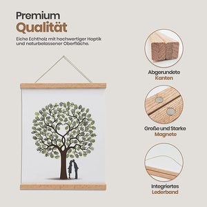 Barre d'affichage Offre Spéciale de qualité supérieure en bois de chêne A3 30 cm barre d'image magnétique en bois véritable avec bracelet en cuir facile à raccrocher - Product Image 2