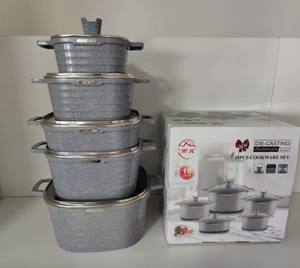 Ensemble de 10 casseroles en aluminium robustes 20/24/28/32 cm, casserole carrée 28 cm, casserole peu profonde, revêtement antiadhésif en marbre, grande capacité - Product Image 2