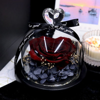Cabezas de Rosas Preservadas de Lujo TC en Cúpula de Cristal con Luz LED, Regalo Romántico Único para el Día de San Valentín, Día de la Madre, Cumpleaños