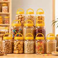 Barattolo Contenitore Grande Capacità in PET Durevole per Alimenti, Bocca Larga, Riutilizzabile, per Cucina e Casa, per Biscotti, Noci e Snack