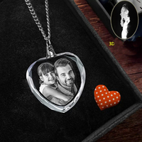 Small Bridge Meilleures ventes Colliers vierges en cristal gravé en 3D, Cœur d'amour DIY, Pendentifs photo rectangulaires en cristal, Breloques de collier