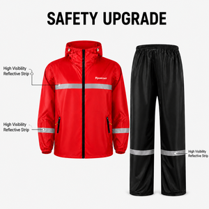 Pantaloni <span class=keywords><strong>Antipioggia</strong></span> Riflettenti Impermeabili in PVC Oxford a Due Pezzi, Robusti e Moderni, per Adulti - <span class=keywords><strong>Moto</strong></span> e Attività all'Aperto - Product Image 6