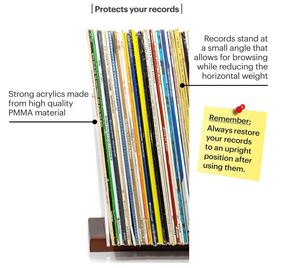 Custom Wood <strong>Vinyl</strong> Record <strong>Storage</strong> Stand Mid-Century Record Holder for Albums 60-70 LP Capacity Complements Any Record Player OEM - Product Image 5