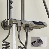 Ensemble de robinetterie de douche murale moderne avec affichage numérique de la température LED, 4 fonctions, aluminium, céramique, garantie de 2 ans