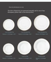 Assiettes de Présentation de 6 à 12 Pouces pour Mariage, en Porcelaine Fine, Assortiment Décoratif Blanches, Assiettes de Table Avec Bordure Dorée