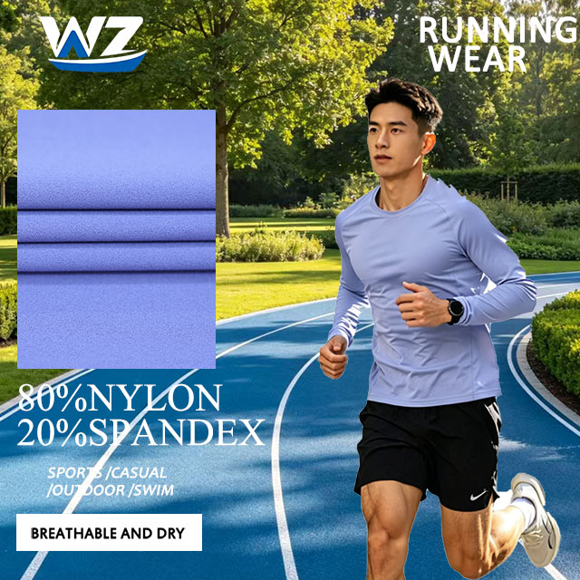 Sweat-wicking Double Faced Quick-Dry Stretch Nylon Spandex Interlock Fabric for Activewear Running Jogging Tops