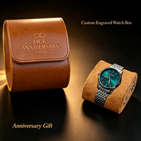 Kotak Jam Tangan Kulit Mewah Buatan Tangan yang Dapat Disesuaikan dengan Logo Monogram Ukiran Laser, Kotak Gulung untuk Perjalanan, Hadiah Pernikahan dan Hari Valentine