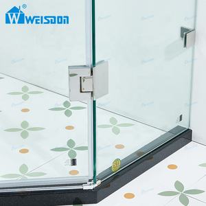 Porte de douche en verre trempé en acier inoxydable à charnière sans cadre pour salle de douche Weisdon Chrome Diamond - Product Image 3