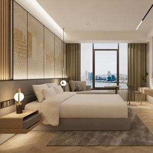 Love Zone Lit King de luxe moderne Ensemble de meubles de chambre à coucher Fabriqué à la main en bois massif solide et durable pour hôtels appartements villas - Product Image 2