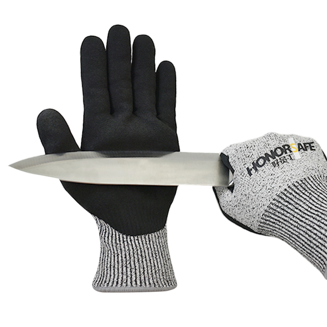 Hot Sale Level 5 Nitrile Coating Garden Cut Resistant Gloves Anti-Cut Protective Labor Gloves