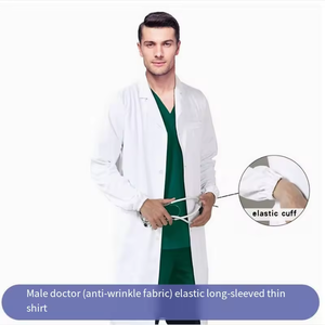 Bata de laboratorio blanca de manga larga al por mayor, uniforme médico para doctor, ropa de trabajo cómoda de mezcla de poliéster y rayón para hospital - Product Image 4
