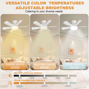 Changement de couleur de la lampe Ampoule LED E27 B22 Socket Ventilateur avec lumières Amovible 6 Lames Ventilateur Lumière - Product Image 2