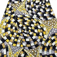 Tissu en Coton Brodé de Pierres et de Dentelle Dorée Ankara Atampa Grand Wax à Motifs Floraux, 6 Yards, Fabrication Chinoise