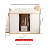 Lit intégré multifonctionnel moderne en bois avec rangement surélevé, armoire et dressing, mobilier de chambre et de salon pour enfants