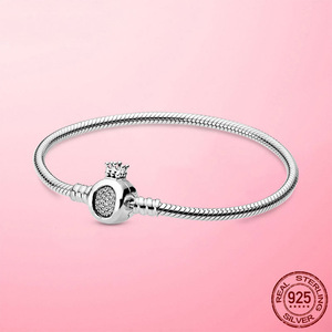 Pulsera de Plata de Ley 925 Panjia con Forma de Corazón, Nudo Infinito, Crisantemo, Serpiente y Escorpión, Joyería de Alta Gama para Mujer, DIY - Product Image 2