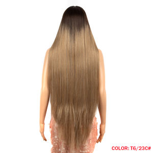 Peluca de Cabello Sintético Resistente al Calor con Frente de Encaje Recto, 38 Pulgadas, Estilo Ombre Rubio, Peluca de Cabello Sintético de Alta Temperatura con Estilo Moderno y Puntiagudo - Product Image 3