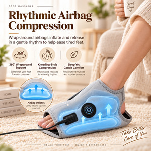 Masseur de pieds à compression d'air enveloppant avec pétrissage Shiatsu, thérapie thermique pour semelles, spa à domicile pour pieds fatigués - Product Image 1