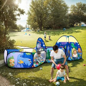 Carpa Infantil 3 en 1 con Piscina <span class=keywords><strong>de</strong></span> Pelotas, Túnel y Zona <span class=keywords><strong>de</strong></span> Escalada, Casa <span class=keywords><strong>de</strong></span> Juegos Interior y Exterior, Carpa <span class=keywords><strong>de</strong></span> Juegos Infantil con Diseño <span class=keywords><strong>de</strong></span> Dinosaurio, Piscina <span class=keywords><strong>de</strong></span> Pelotas y Túnel para Gatear - Product Image 2