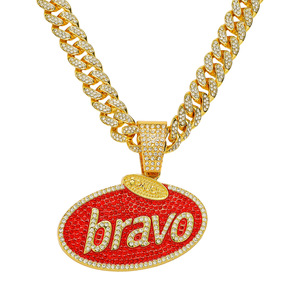 Collar con Colgante de Letra Elíptica de Estilo Hiphop Personalizado, Collares de Aleación para Hombre, Joyería de Moda al por Mayor - Product Image 6