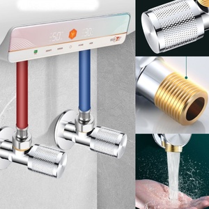 Robinet d'arrêt d'angle en laiton à filetage mâle G1/2'' pour raccord de tuyau standard, pour eau chaude et froide, cuisine et salle de bain - Product Image 3
