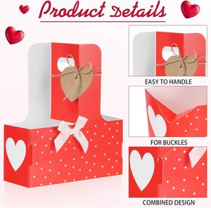 ที่ใส่แก้วน้ำแบบใช้แล้วทิ้งรูปหัวใจ 2 ใบ พร้อมหูหิ้ว สำหรับวันแม่ ที่ห่อแก้วรูปหัวใจ สำหรับของขวัญวันแม่ ของขวัญงานแต่งงาน สีแดง - Product Image 4