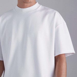 Streetwear Heavyweight Drop Shoulder <b>White</b> T-Shirts Premium Cotton Blank Round Neck T Shirt Summer Oversized Boxy <b>Plain</b> <b>Tshirt</b> - Product Image 3