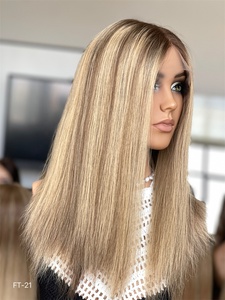 Cheveux timides vente chaude HD Lace Top perruque juive cheveux européens perruques casher pour les femmes Ombre Salon couleur droite - Product Image 3