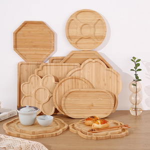 Juego de bandejas de servir de bambú, 3 piezas, rectangulares con bordes redondeados para uso en la cocina del hogar - Product Image 3