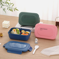 Kinder Magnetron Veilig Vers Houden Plastic Rechthoekige Lunchdoos Met Fruitverdeler Tarwe Food Grade Groothandel