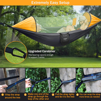Hamac en nylon léger KINGGEAR avec moustiquaire, portable, pour adulte, 1-2 personnes, camping, 290x140cm, sangles d'arbre