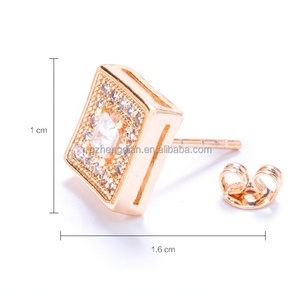 ต่างหูเพชรทรงสามเหลี่ยมทอง 18k ราคาถูก ขายส่ง กวางโจว - Product Image 4