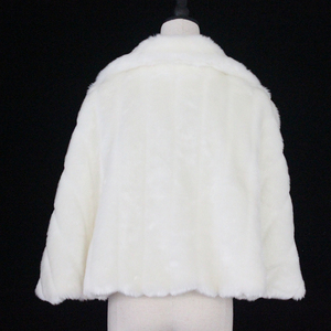 D1332 Châle de mariée ivoire pour robe de mariée, cape tricotée tendance, écharpe en fausse <span class=keywords><strong>fourrure</strong></span>, étole pour robes de mariée - Product Image 4