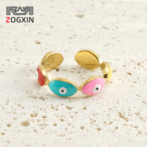 ZOGXIN Cartoon <b>Evil</b> <b>Eye</b> <b>Ring</b> Gold Color Unisex Fashion Jewelry Party Accessory - Product Image 1
