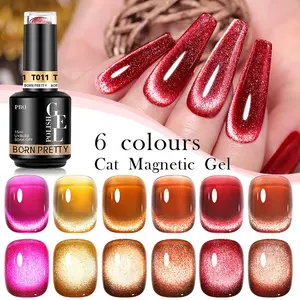 BORN PRETTY PRO Private Label 15ml Jelly Amber Red Crystal Cat Eye Magnetic Gel Nail Polish Very Good Soak Off UV LED Gel Nails