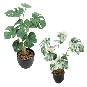 Hot Selling Artificial Plants Indoor Potted Houseplant Tropical Faux Swiss Cheese Plant Artificial Monstera Plants