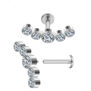 Orecchini in Titanio Trendy 2025 con 5 Zirconi, Gioielli per Piercing Cartilagine e Orecchie per Uomini e Donne - Product Image 3
