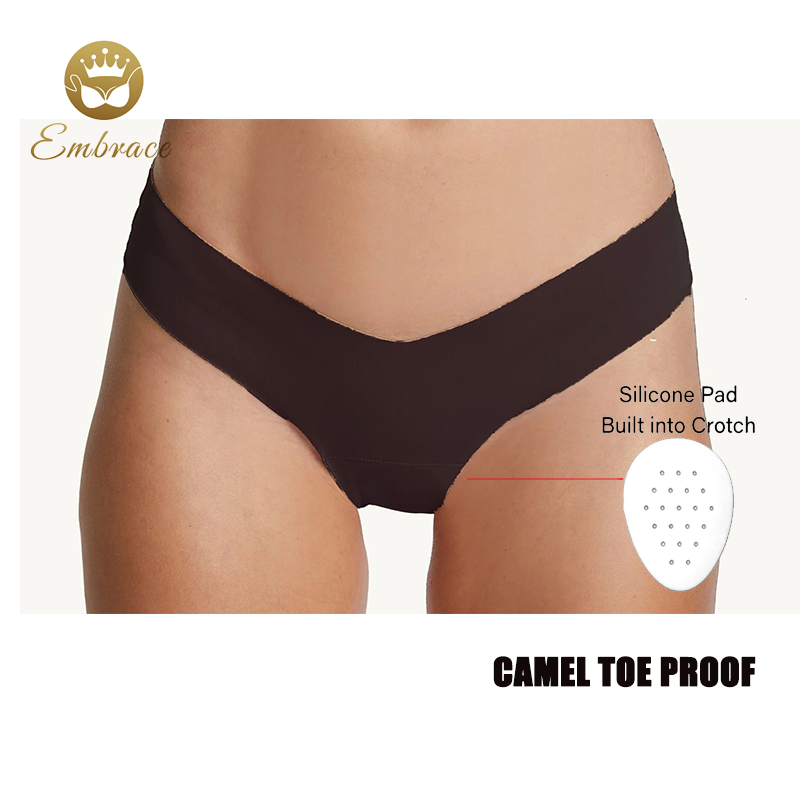 Embrace Sports and Fitness Underwear Women's Panties With Low Waist V Shape Seamless Camel Toe Cover Thong with Pad
