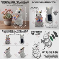 Figurine de lapin solaire fantaisiste - Accent papillon LED oscillant, sculpture de jardin en résine durable avec dissipation thermique supérieure