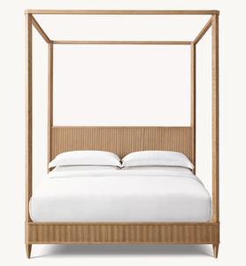 Set di Mobili per Camera da Letto, Letto King Size di Lusso in Legno, Letto Moderno con Baldacchino a Doghe - Product Image 4