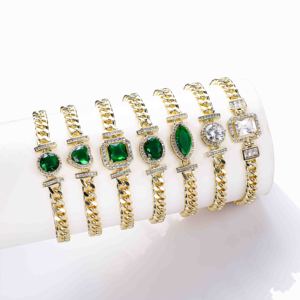 Bán Buôn Mạ Vàng Đồng Bracelet Kim Cương Tennis Mirco Dát Vvs Zircon Ice Out Bracelet Charm Phụ Nữ Mắt Baguette Pulsera - Product Image 1