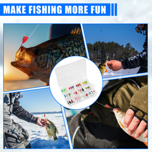 Kit de Señuelos de Pesca en Hielo que Brillan en la Oscuridad, 36 Piezas, Cabeza de Señuelo <span class=keywords><strong>con</strong></span> Caja de Aparejos para Pescar Panfish, Walleye, Crappie, Perch, Bluegil, Trucha - Product Image 6