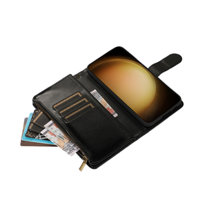 Đối với Samsung Galaxy A06 A16 A26 A36 A56 A07 A17 5g Ví PU da lật bìa dây đeo cổ tay dây kéo 9 khe cắm thẻ sang trọng trường hợp điện thoại - Product Image 4