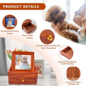 Wooden Pet Memorial <b>Urn</b> Rectangle Cremation Box With Photo Frame For <b>Cats</b> And Dogs Durable Tree Material - Product Image 4