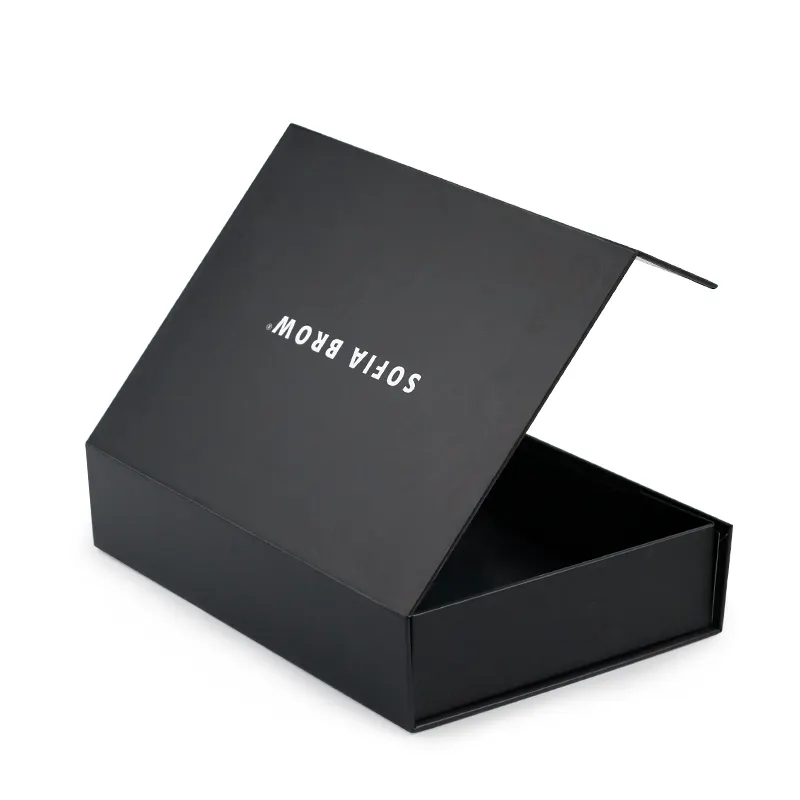 Caixa de presente dobrável luxuosa, grande caixa preta de presente de apresentação magnética para embalagem