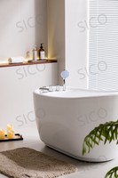 Baignoire autoportante moderne en acrylique pour une personne, avec dossier haut, baignoire ovale de relaxation et de massage pour la maison, l'hôtel et le spa