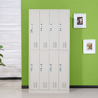 Armoire de rangement moderne en acier verrouillable à 8 portes, écologique, OEM, multifonctionnelle, casier de gym détachable, pour salon et école