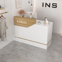 Mostrador de Recepción Moderno de Madera para Salón, Centro Comercial, Baño, Hospital - Color Personalizable, Muebles de Oficina Comerciales de Lujo Minimalista