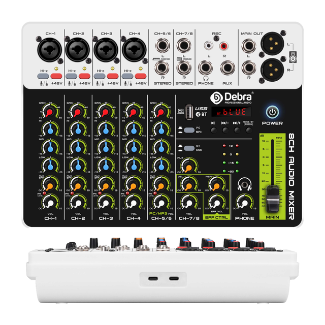 V8 Professional Digital Audio Mixer Sound Speaker Console Controller for DJs for Mixing Sound Cards & Audio