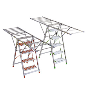 Có thể gập lại vải giá và 4 bước thang với cánh quần áo móc áo giá - Product Image 1