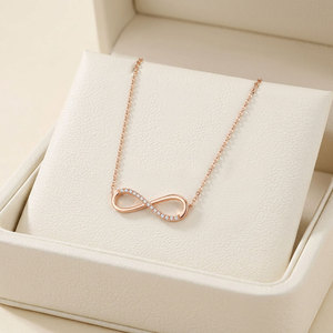 High Quality Wholesale Manufacturer Minimalist Fine <b>Necklace</b> Jewelry 18K Solid Rose Gold Real Natural Diamond Pendant <b>Necklace</b> - Product Image 2